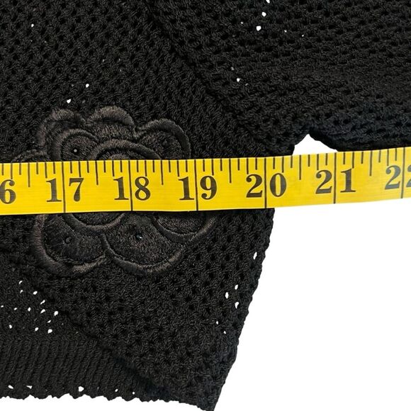 Elana Womens Y2K Crochet Knit Bolero Sweater Size M Floral Applique Whimsigoth - Picture 6 of 9